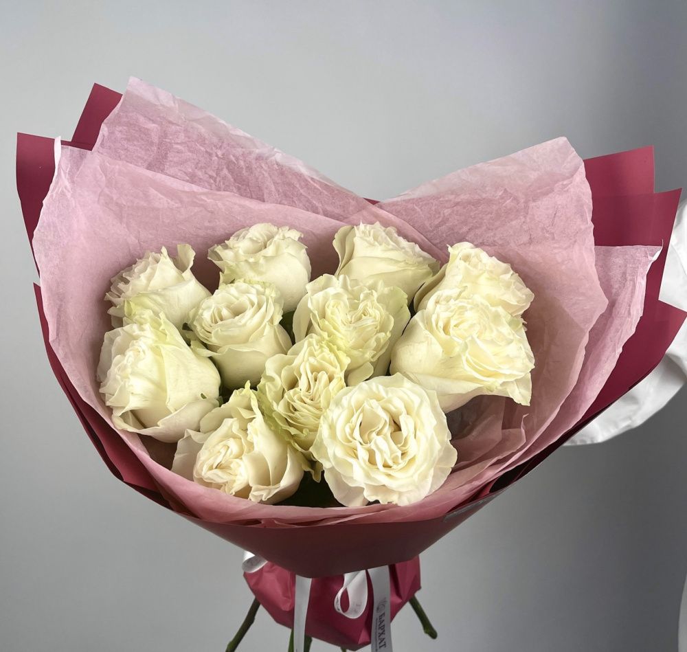 Букет Монобукет из белых роз №1